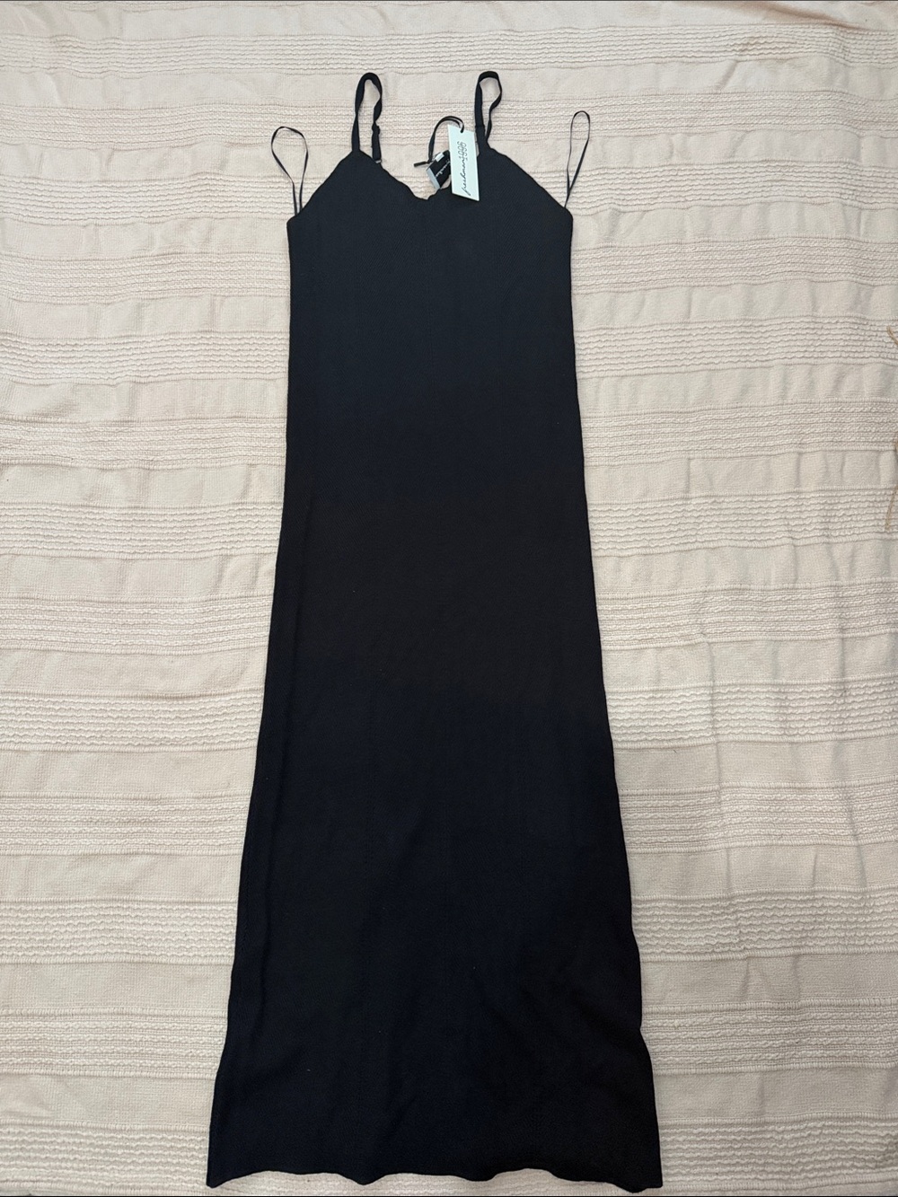 Sleek Black Midi Slip Dress with Adjustable Straps